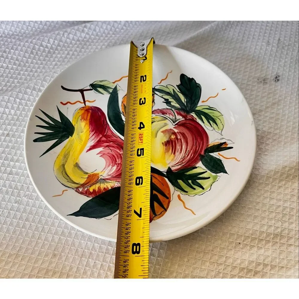 Vintage MCM 1950’s Hand Painted Ceramic Salad/Dessert Plates Set of 6 Fruit Pear